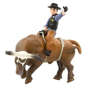 Bucking Bull and Rider Toy  - Brown Little Buster Toys